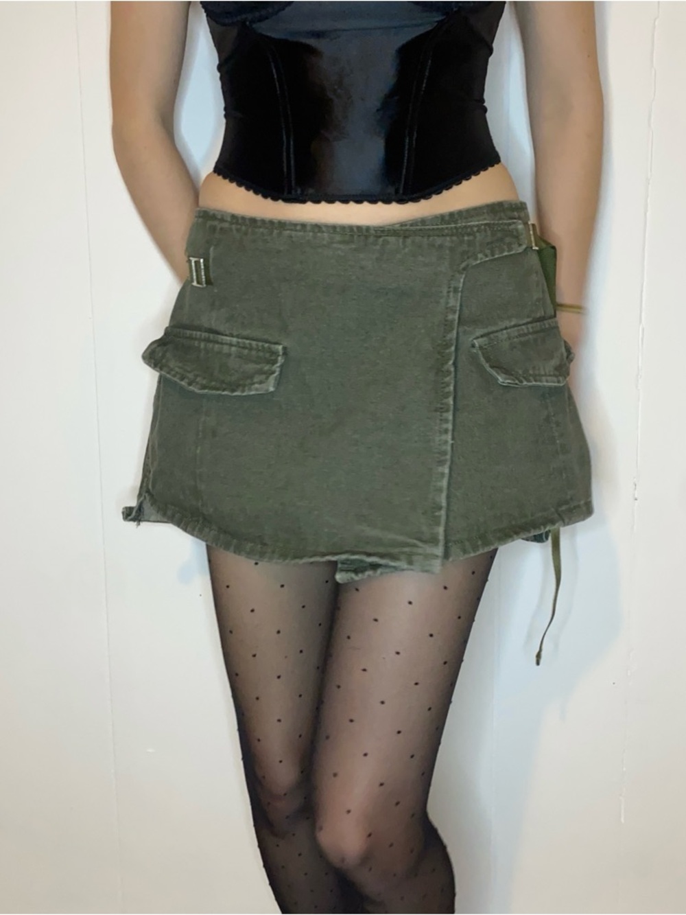 Olive Green Utility Mini Skirt